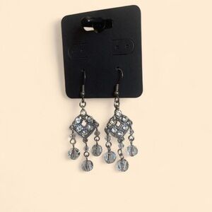 Silver-Tone Crystal Dangle Earrings - Elegant Sparkle